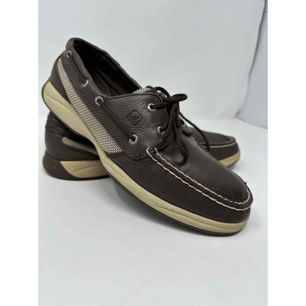 Sperry Womens Beige Leather Boat Shoes Size 11M can be Mens Size 9 Sperry